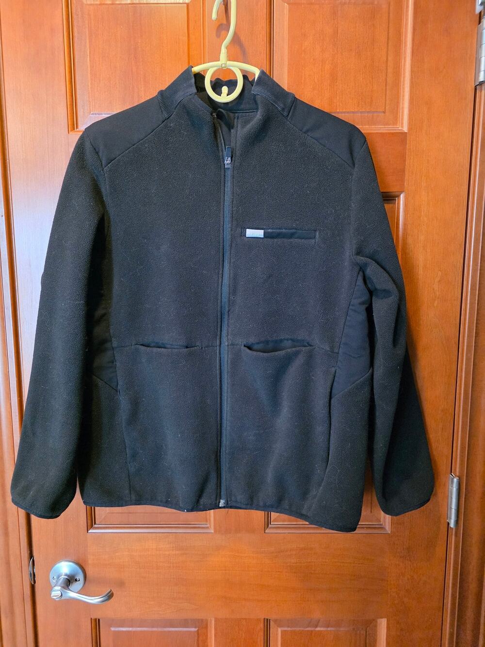 FIGS Unisex Medical Scrub Jacket Black Solid Fleece On Shift Full Zip Size XL